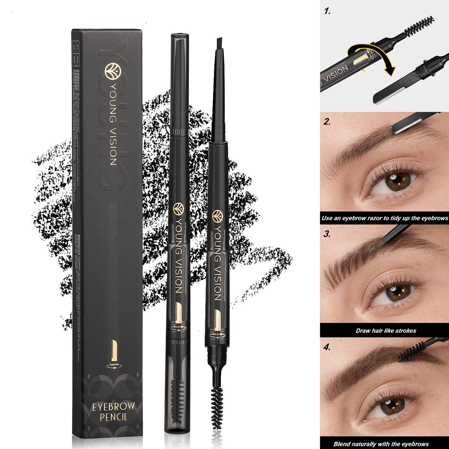 BrowMaster 3-en-1 – Crayon à Sourcils Waterproof Haute Définition