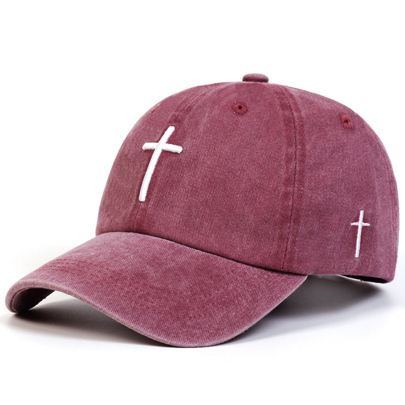 Sombrero para el sol versátil e informal con cruz bordada para las cuatro estaciones