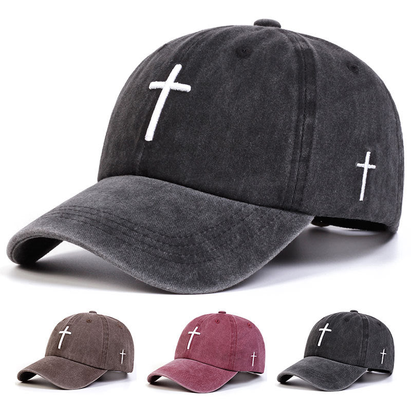 Sombrero para el sol versátil e informal con cruz bordada para las cuatro estaciones