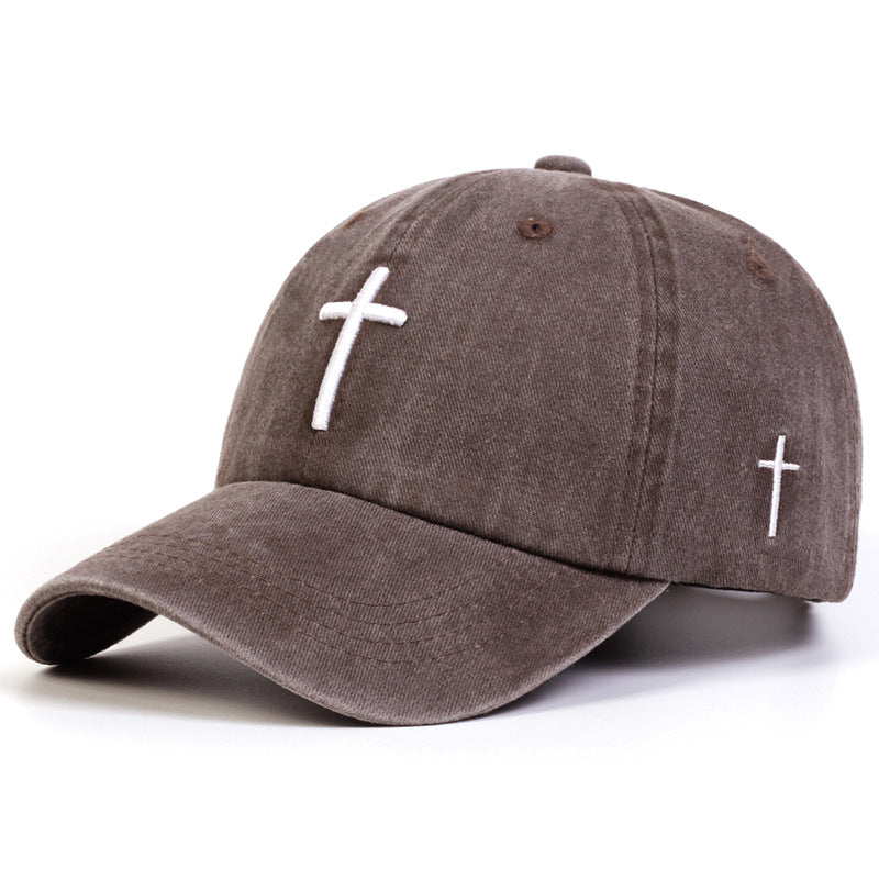 Sombrero para el sol versátil e informal con cruz bordada para las cuatro estaciones