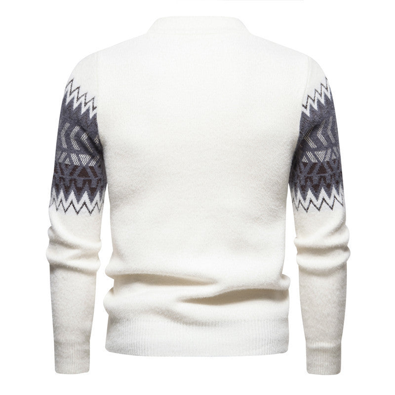 Suéter estampado de cuello redondo para hombre